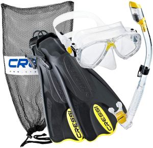 Cressi Made in Italy Palau Short Brisbane Mask Fin Snorkel Set