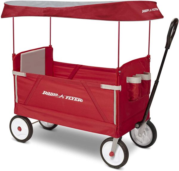 Radio Flyer 3-In-1 EZ Folding Wagon with Canopy for kids and cargo